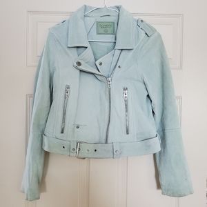 Awesome Biker Jacket, Women's Light Blue Suede , Beautiful Unique Color